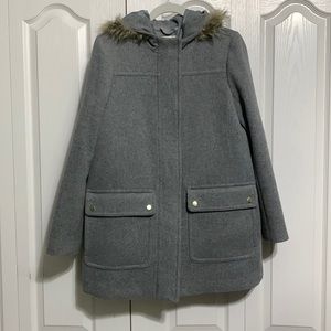 J crew factory vail hooded parka grey size 8